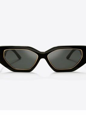Tory Burch Black Cat-Eye Sunglasses with Gold Accent